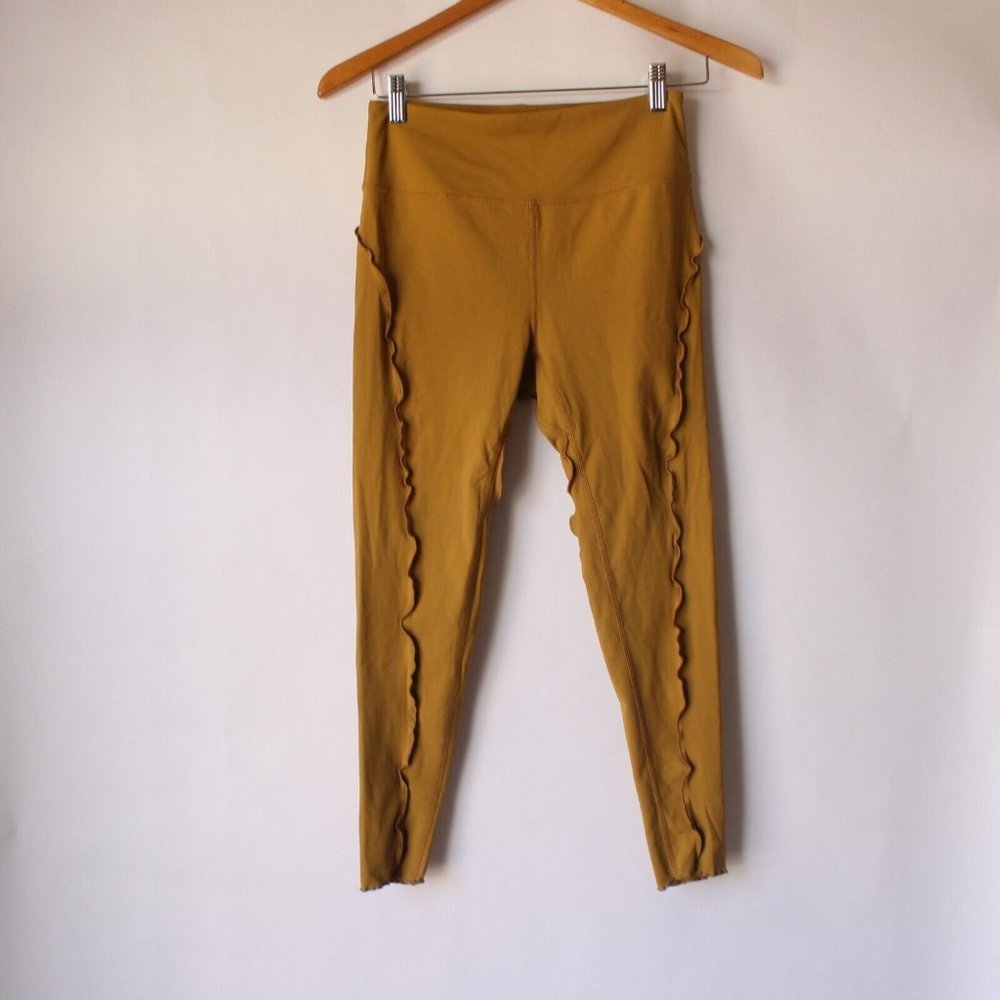 Free People Mustard Ruffle Track Pants